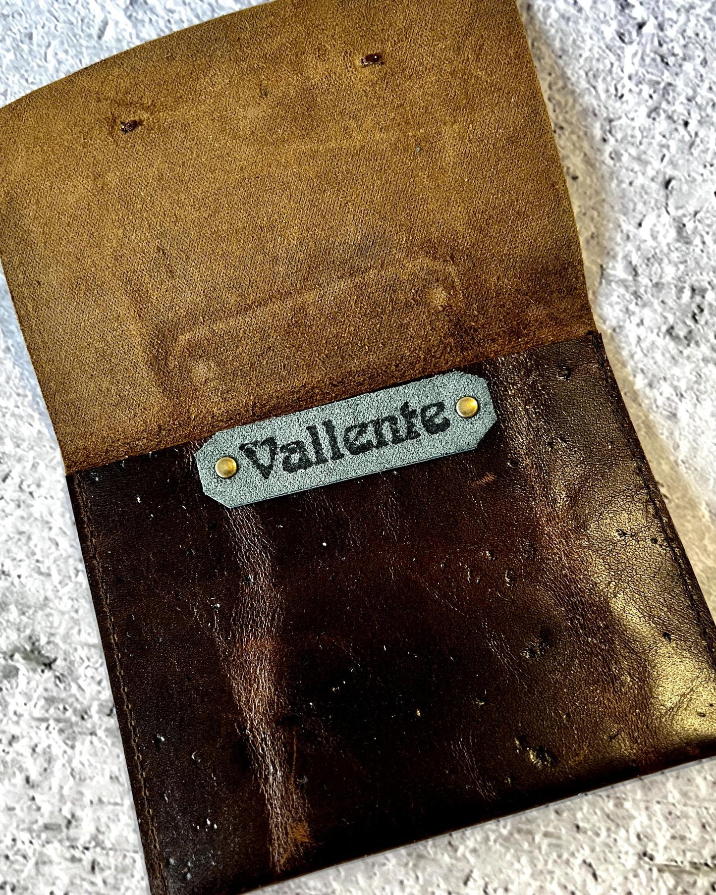 Vallente Leather Lil' Stamped Wallet Chocolate Brown with Wings