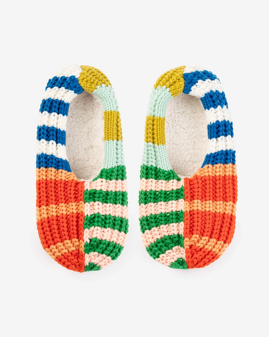 Verloop Patchwork Stripe Rib Slippers in Rainbow