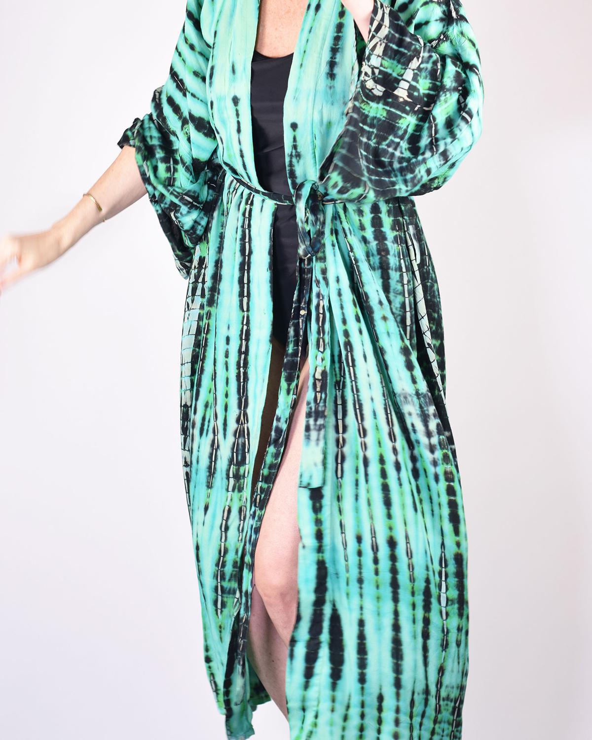 Txtile Tie Dye Kimono/Cover Up - Emerald