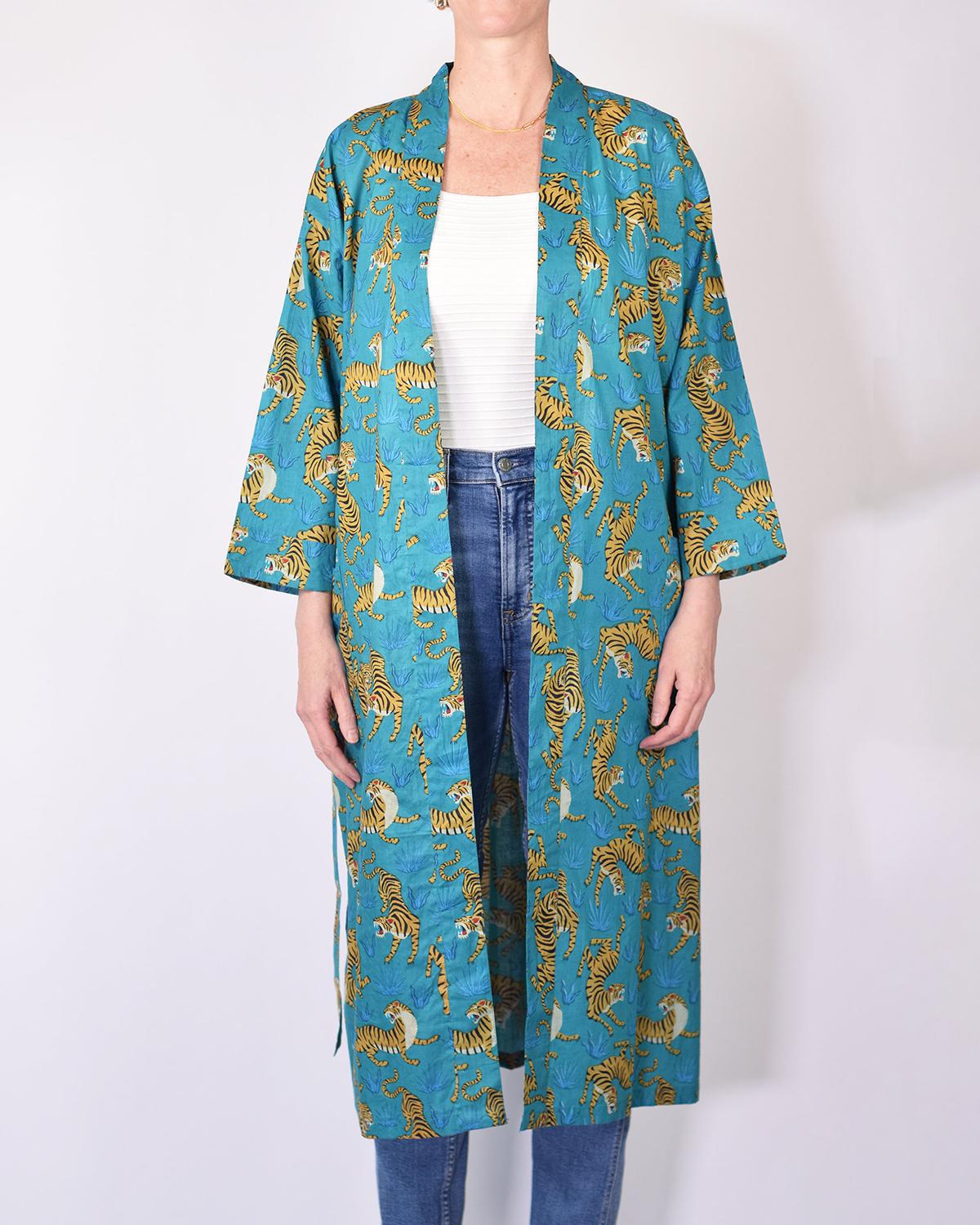 Txtile Lightweight Cotton Robe - Tropic Tiger Print