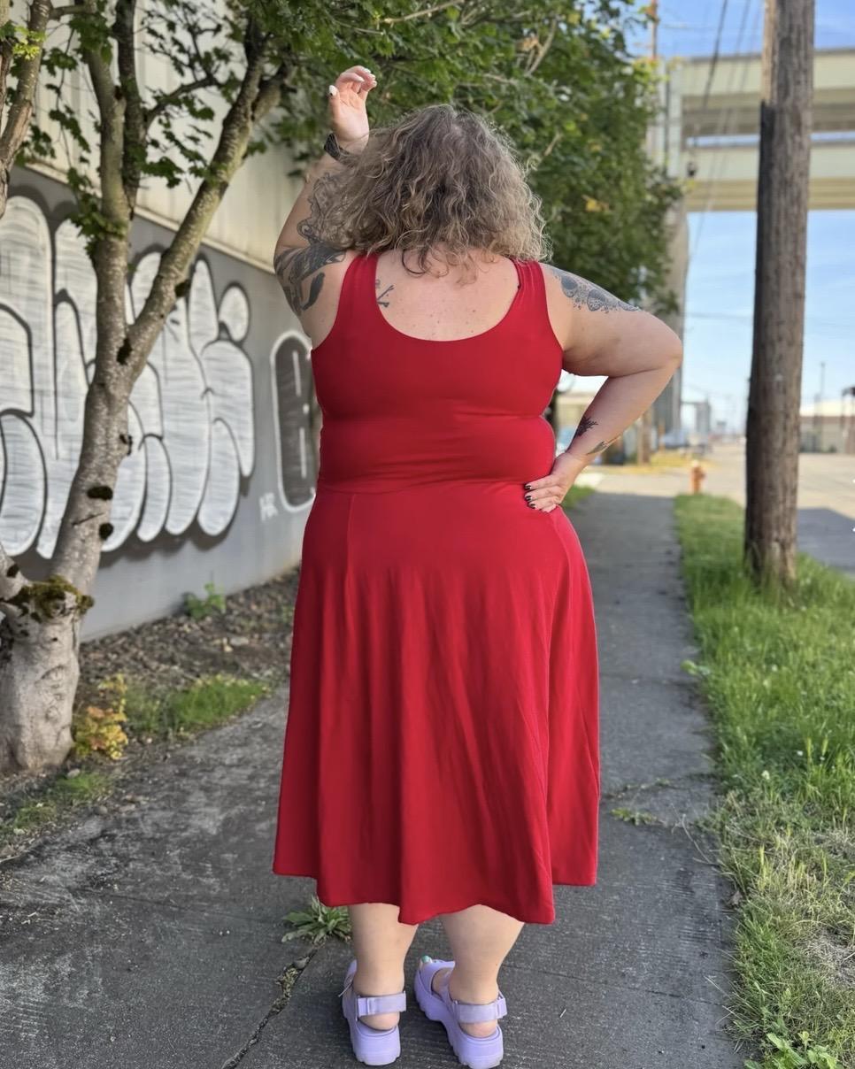 KD Designs Haley Midi Dress in Tomato Red
