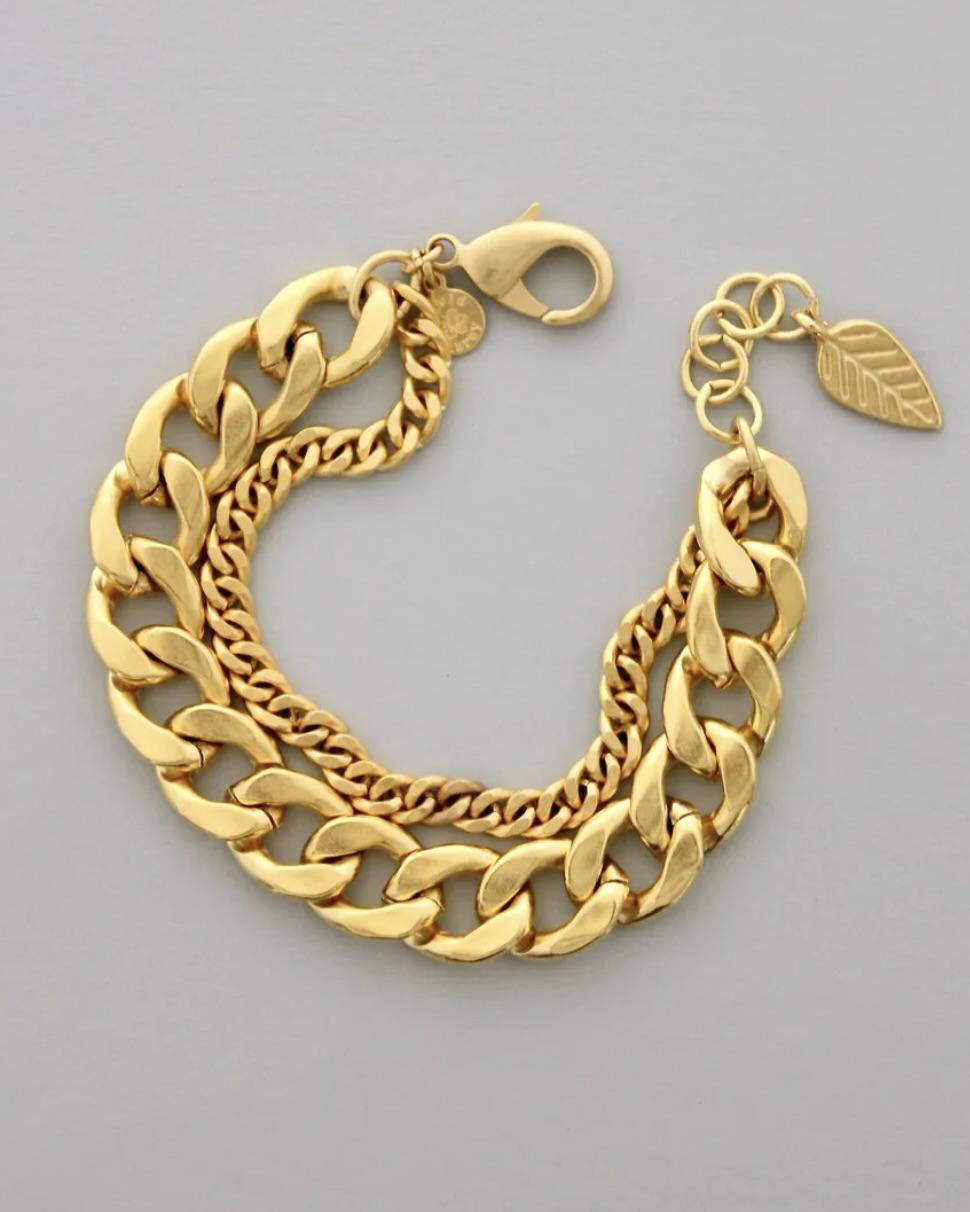 David Aubrey Gold Chain Double Chunk Bracelet