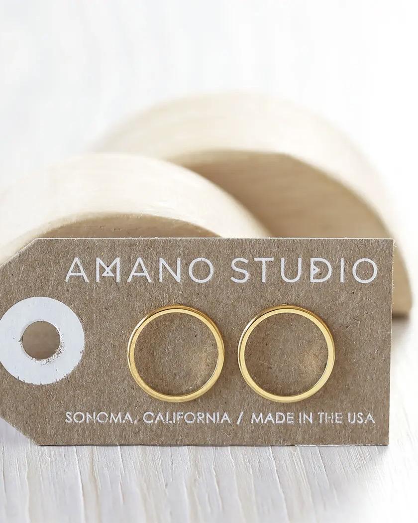 Amano Studio Modern Circle Studs in 24k Gold Plate