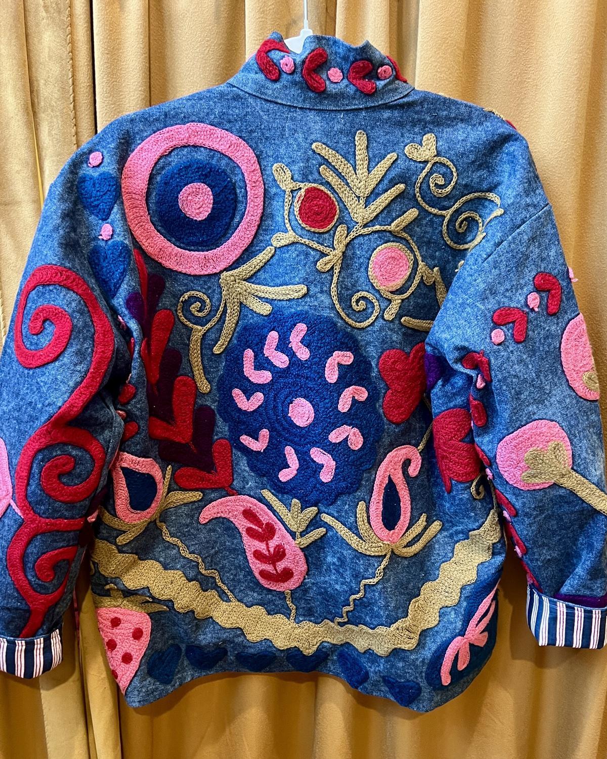 Txtile Fuschia Denim Suzanni Embroidered Jacket