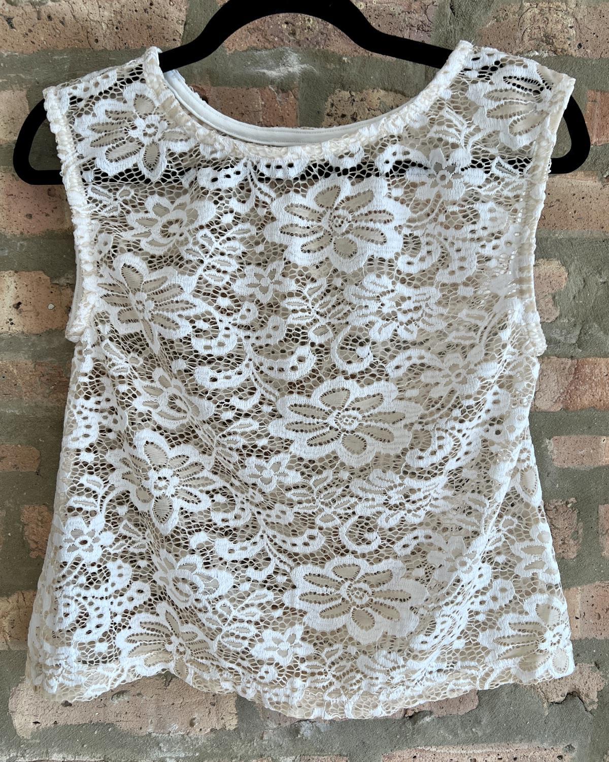 Squasht Flora Shell Top in Cream and Ivory Lace - SALE - Last One - Size XS - Final Sale