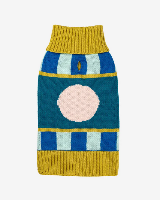 Verloop Stripe Dot Dog Sweater - Cobalt