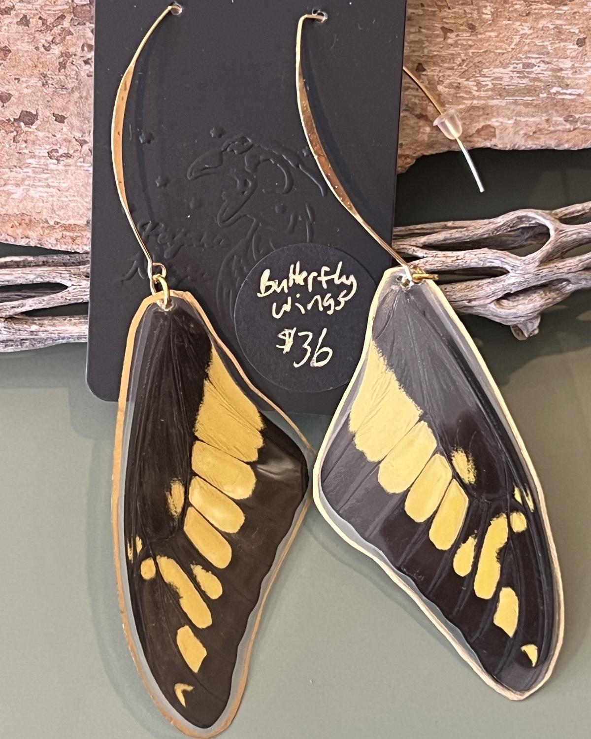 Pajaro Negro Butterfly Wing Earrings
