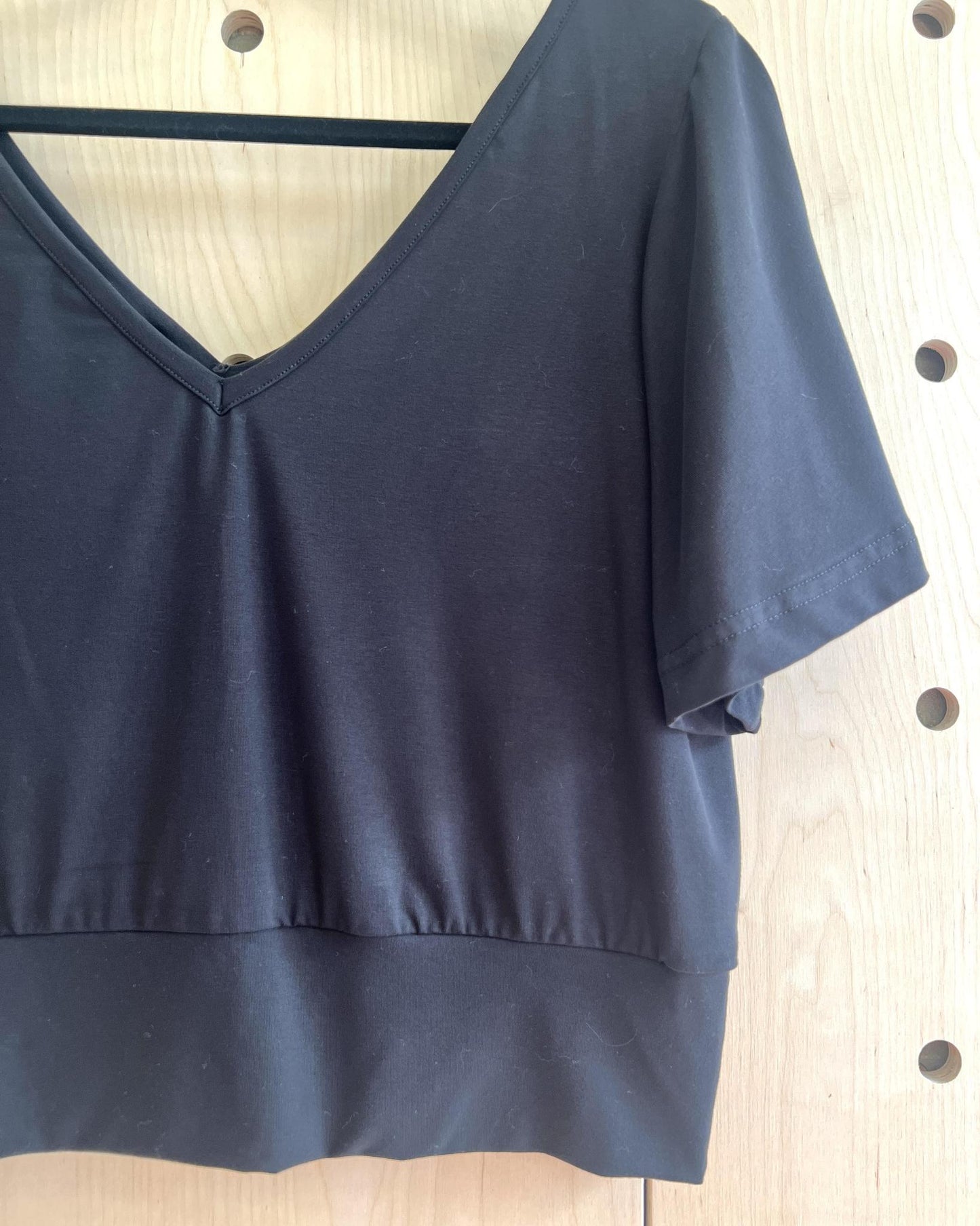 Squasht Bell Sleeve Ballet Top in Black