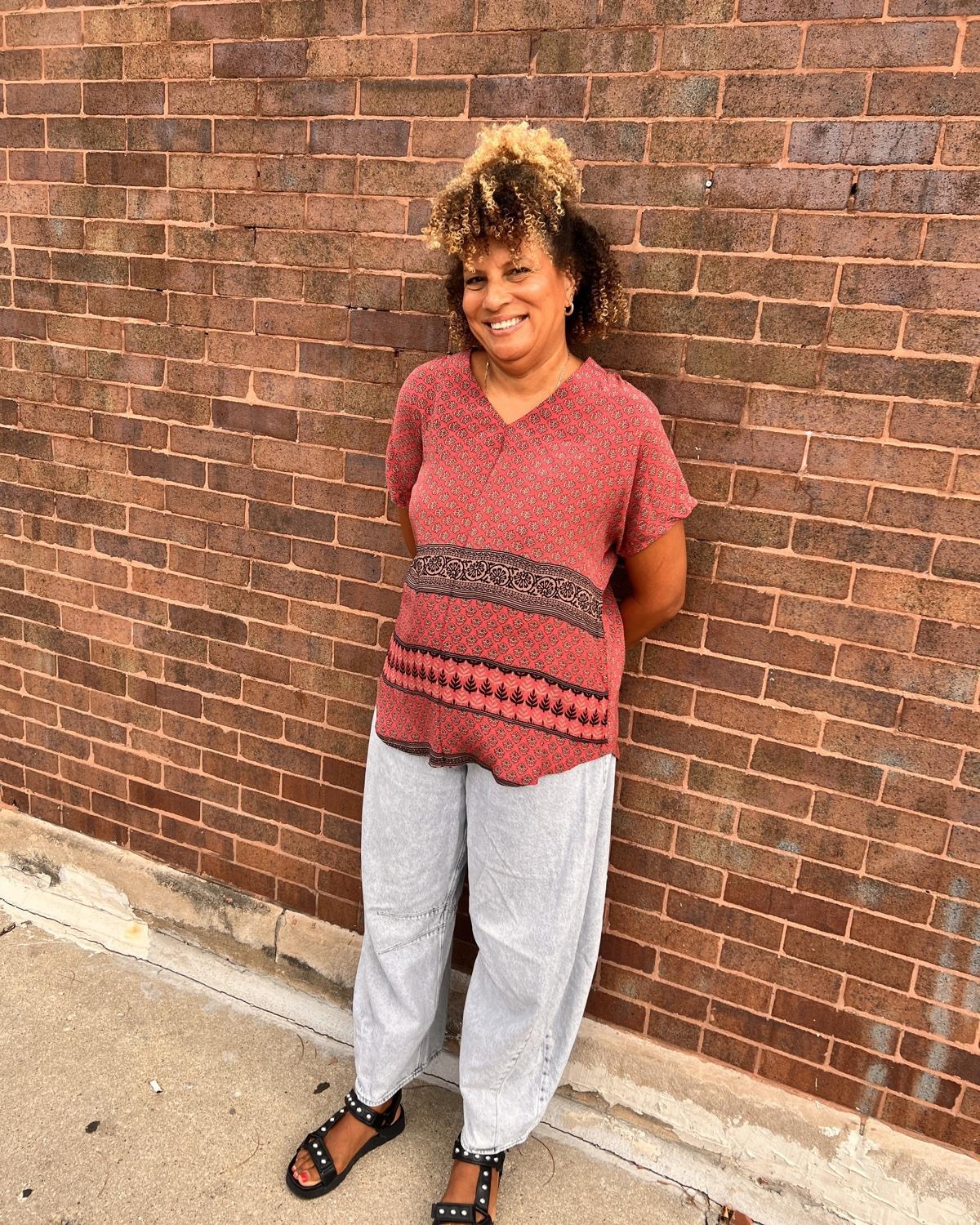 Indie Ella Eesha V-Neck Top in Anika