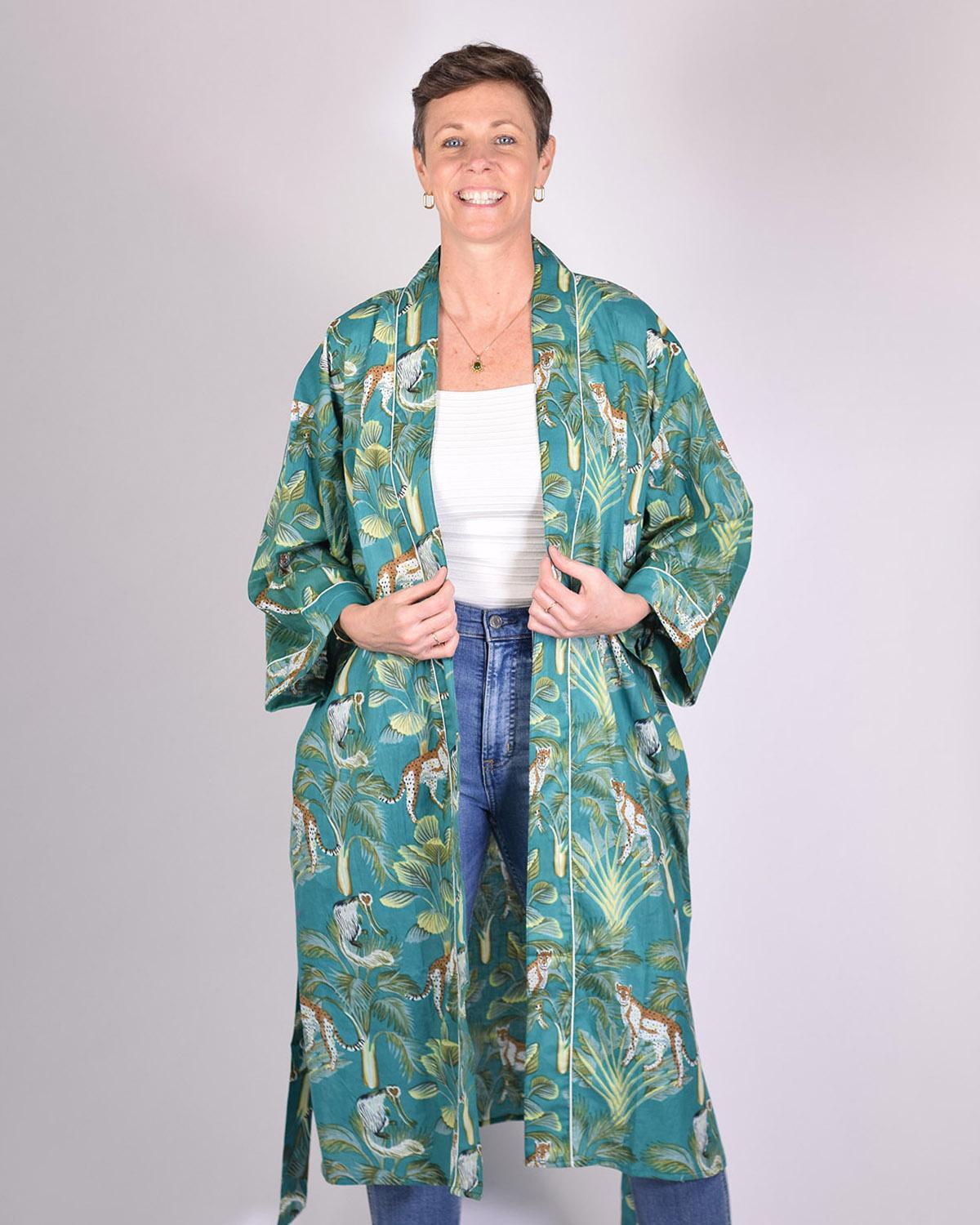 Txtile Lightweight Cotton Robe - Monkey Forest