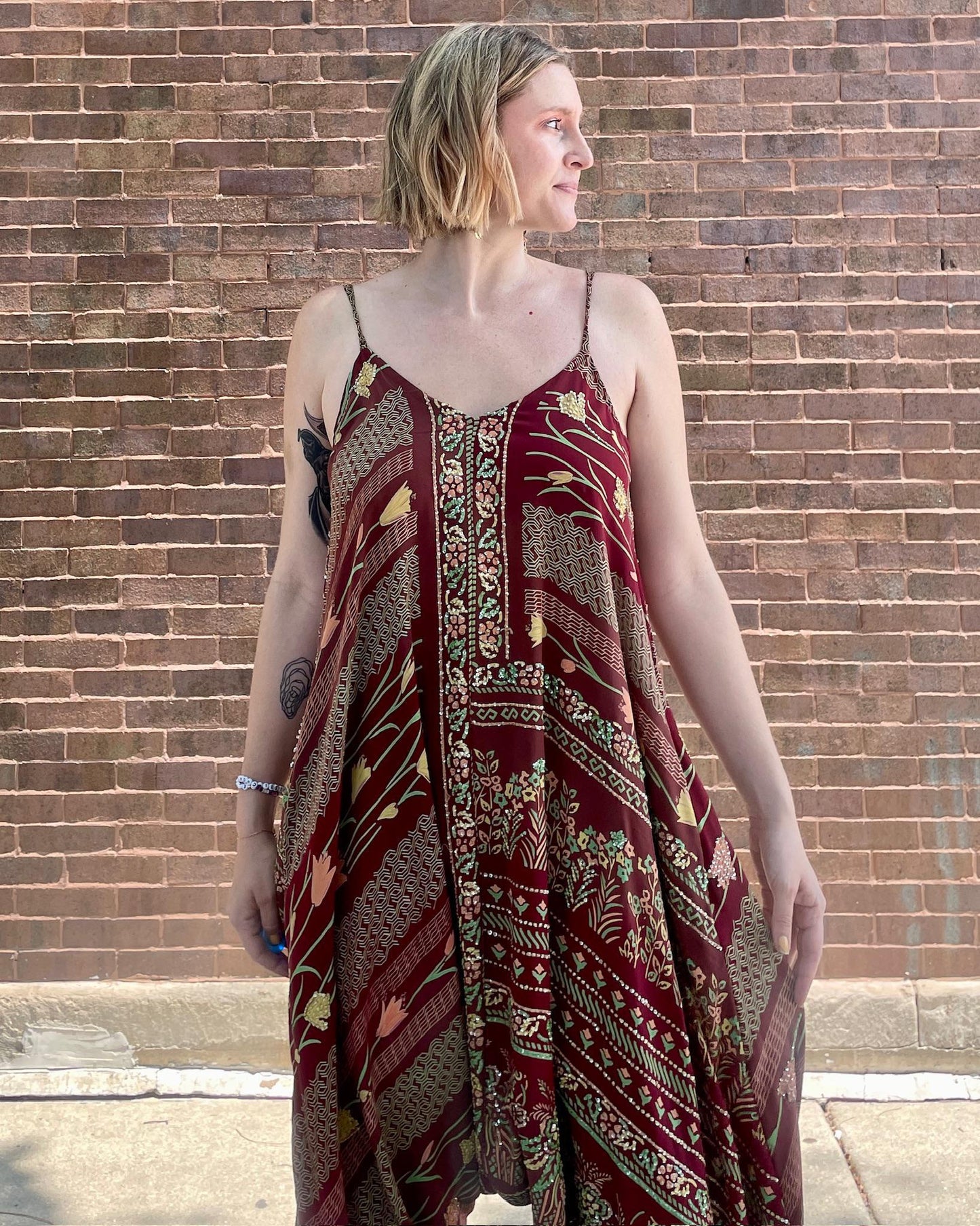 Indie Ella Silk Diva Romper in Burgundy Garden