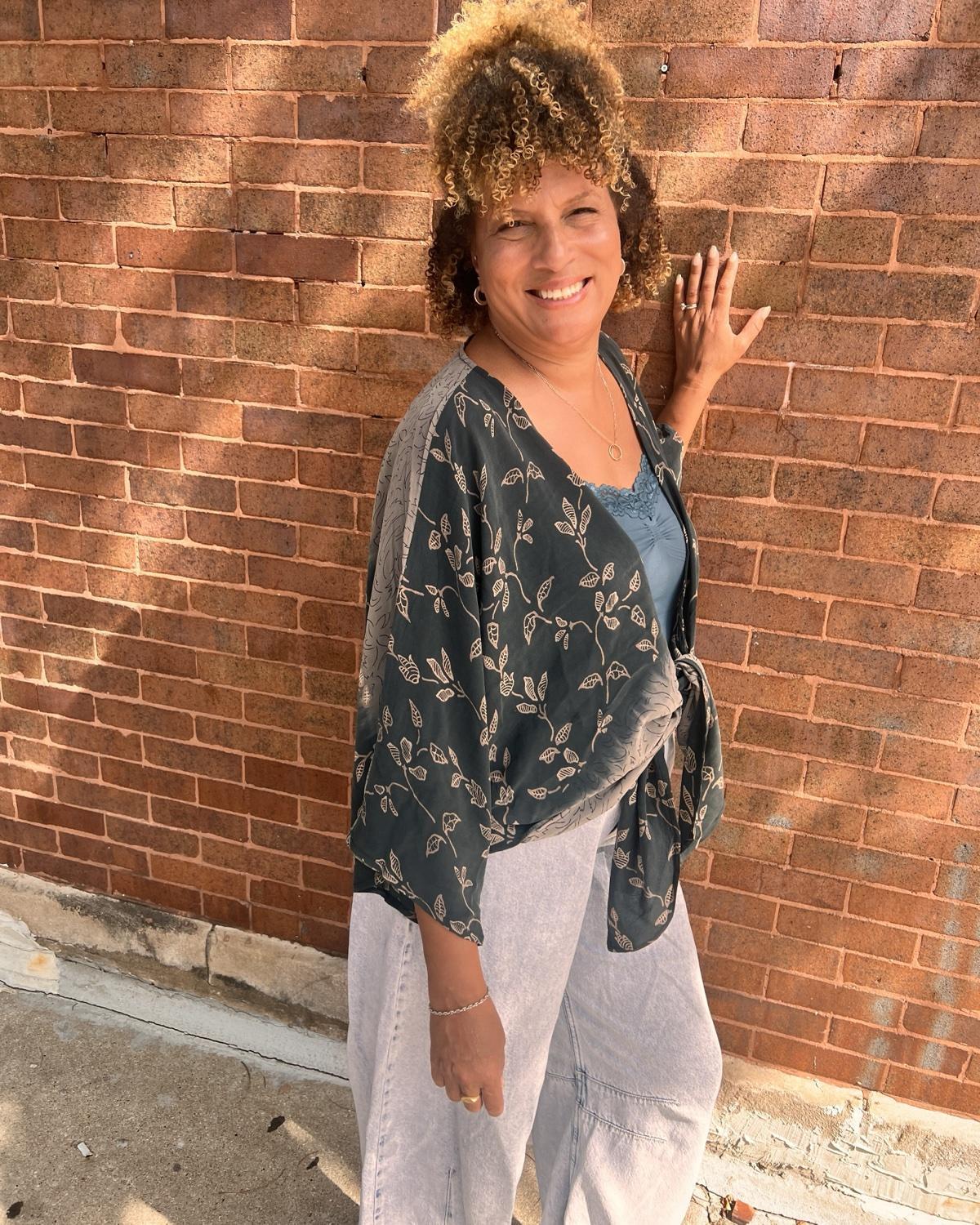 Indie Ella Ronak Jacket in Dusty Teals and Grays