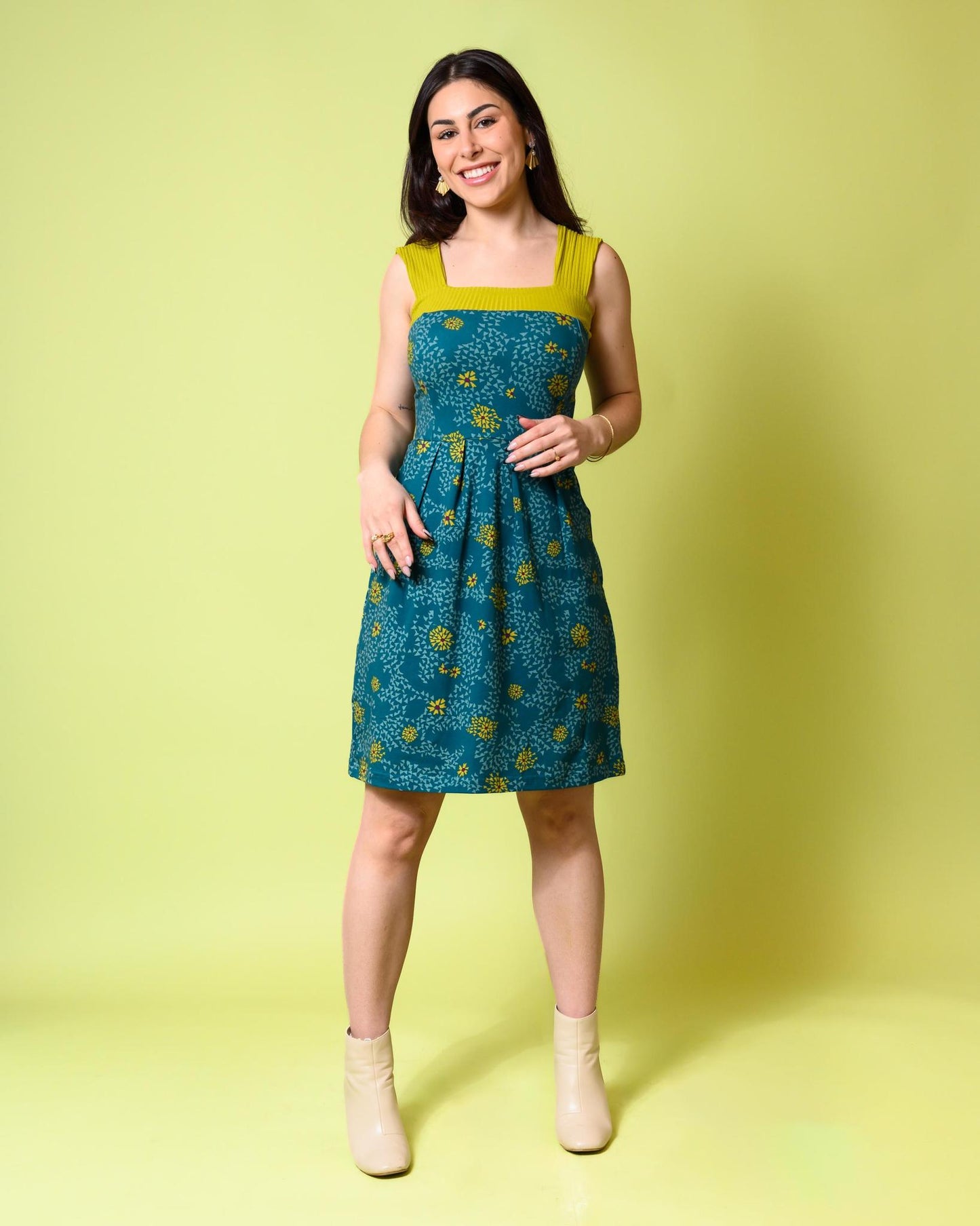 Squasht Wide Strap Dress in Teal Spring Floral - SALE