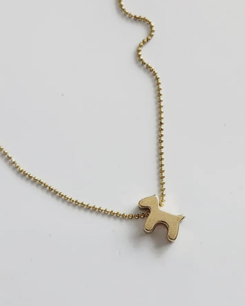 Sara Sela Brass Puppy Dog Charm Necklace