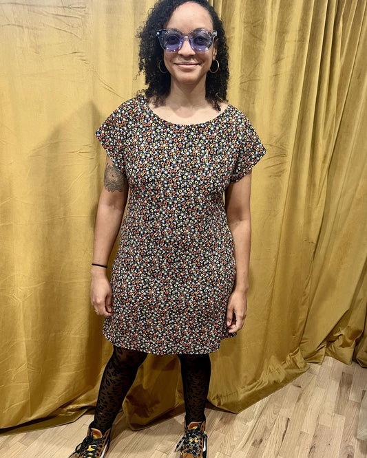 Fayru Faye Dress in Black Tiny Floral - Size Medium, Large