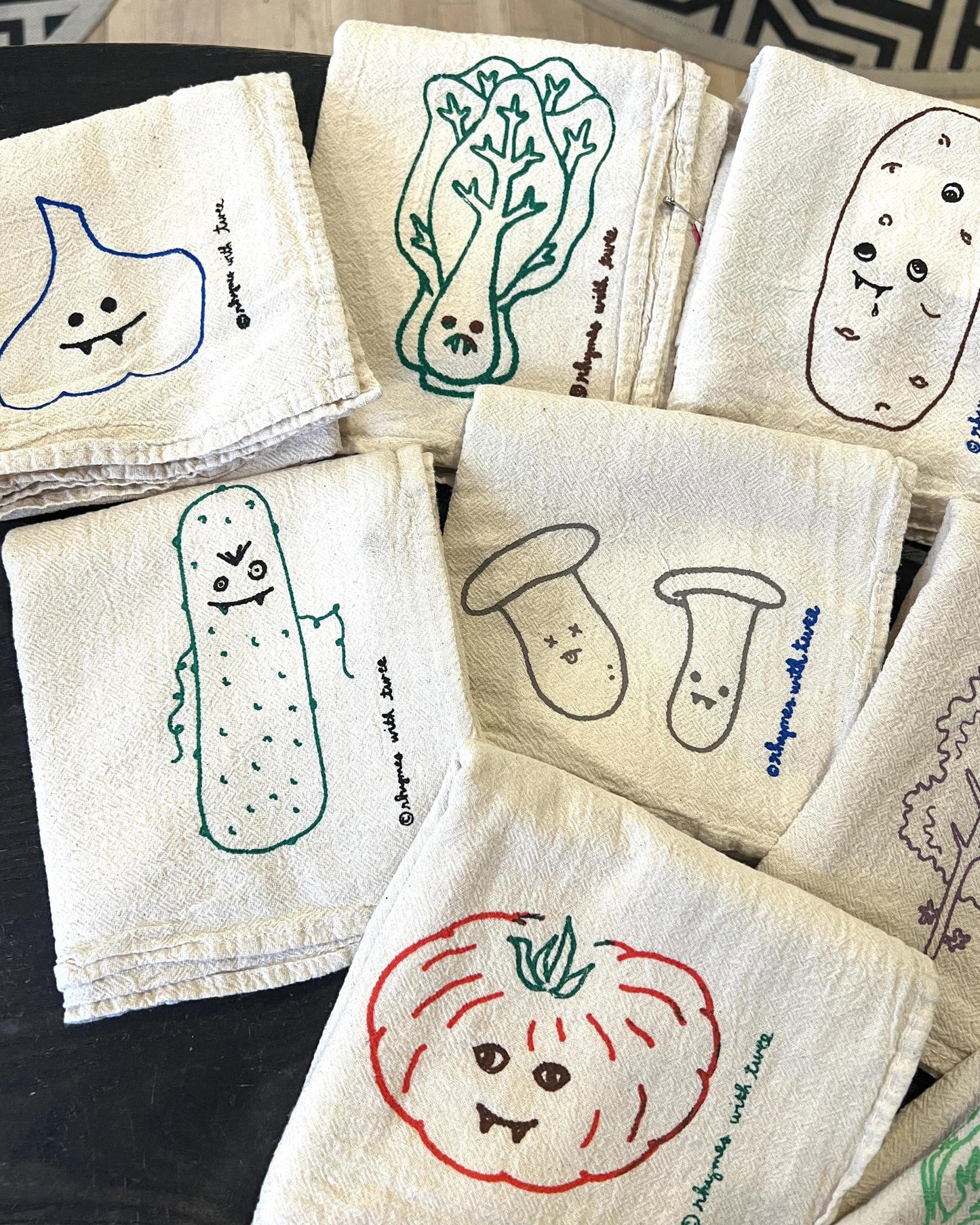 Rhymes with Twee Veggie Vampire Tea Towel - Amal Olive