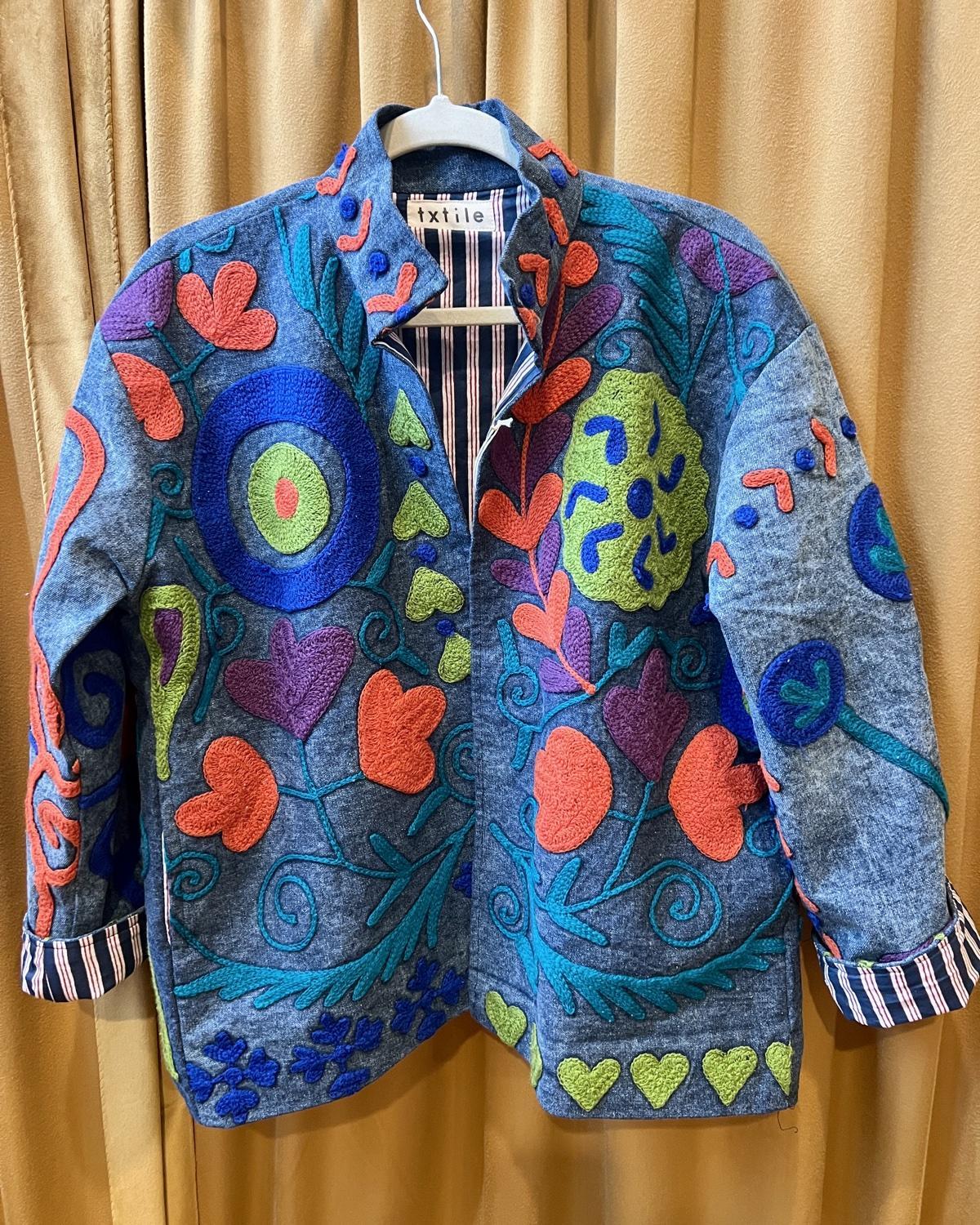 Txtile Lime Denim Suzanni Embroidered Jacket