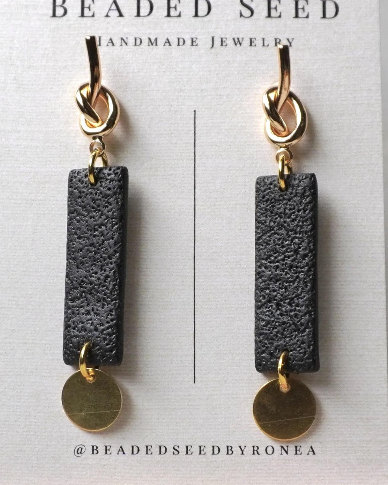 Beaded Seed by Ronea Slim Earrings in Black