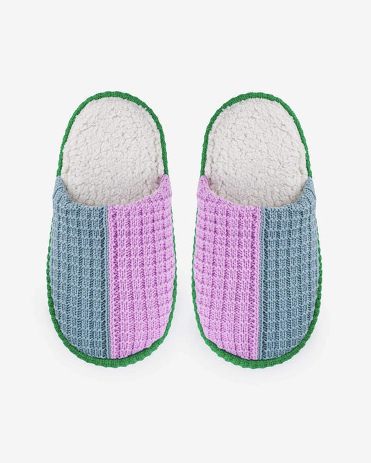 Verloop Colorblock Slide Slippers in Stone Blue Lilac