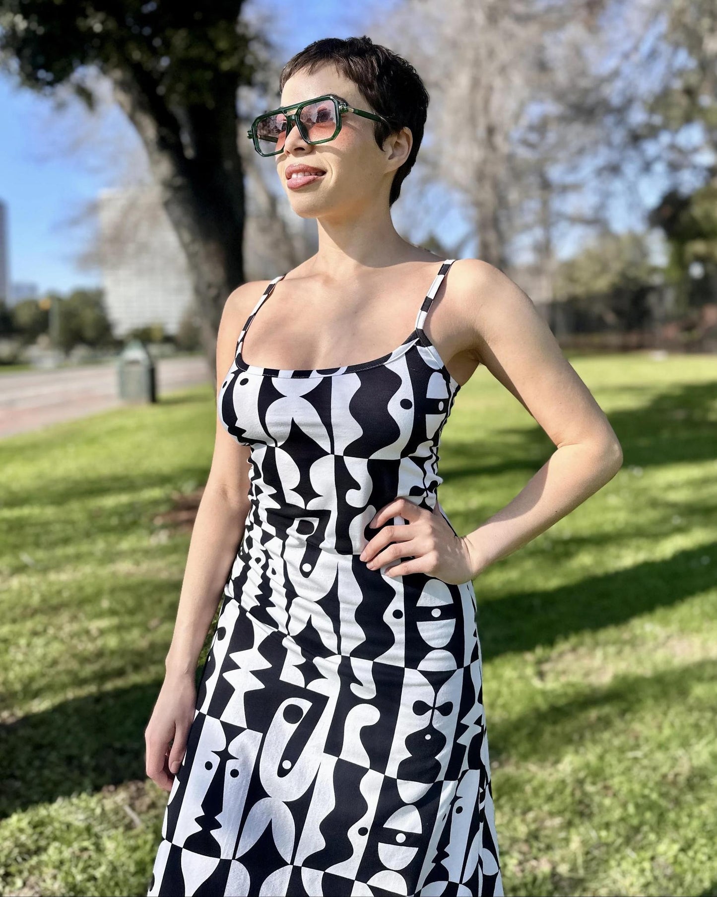 Nooworks Spaghetti Slip Dress in Illusions