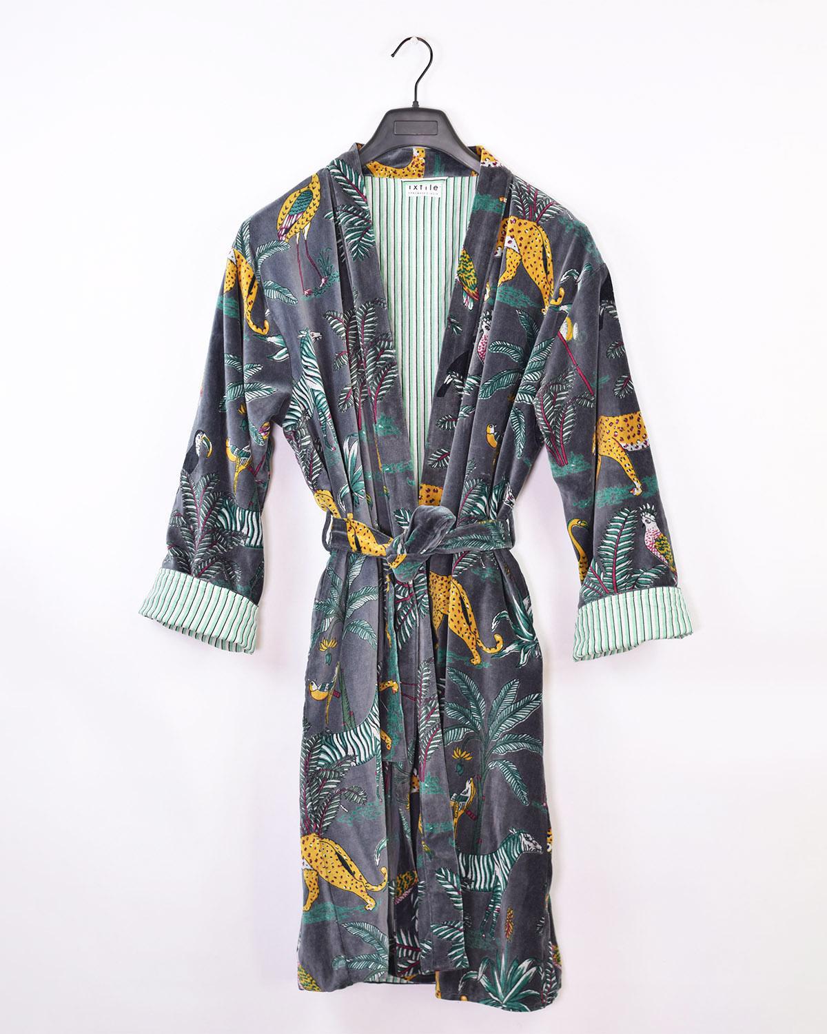 Txtile Velvet Robe in Safari