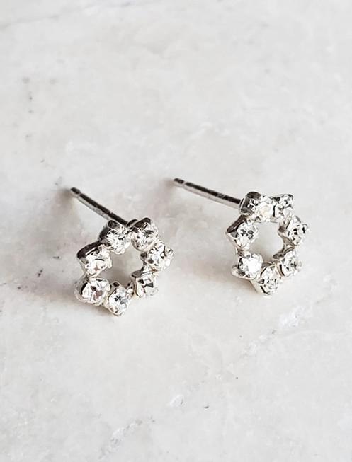 Sosie Designs Crystal Open Circle Silver Studs 8mm