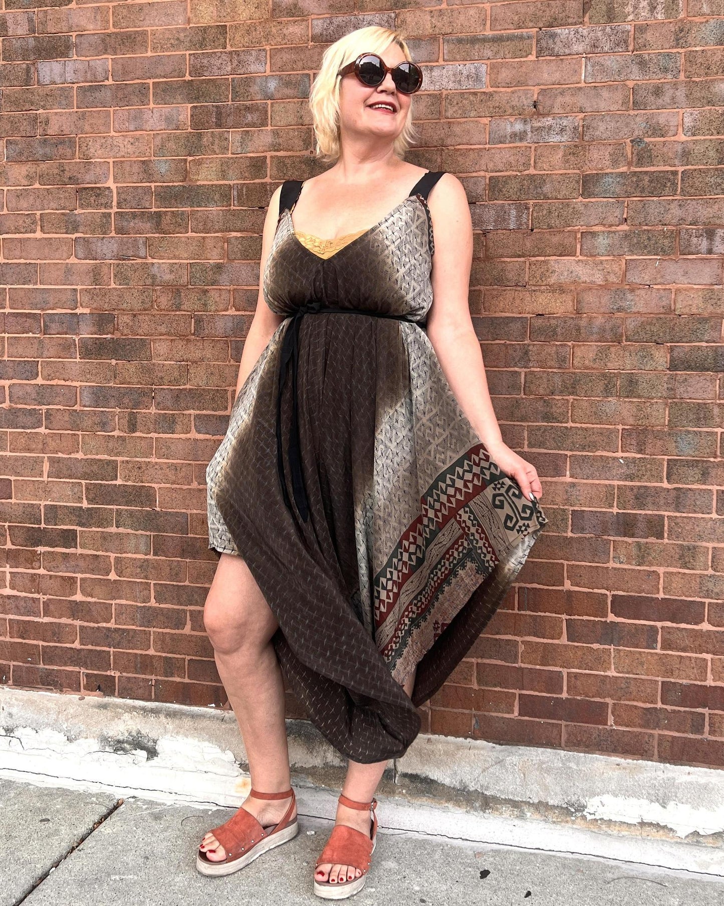 Indie Ella Zatanna Boho Silk Jumpsuit in Dark Cocoa