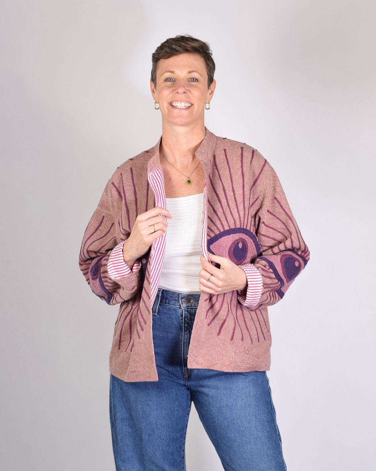 Txtile Dusty Light Mauve Lightweight Evil Eye Canvas Embroidered Jacket