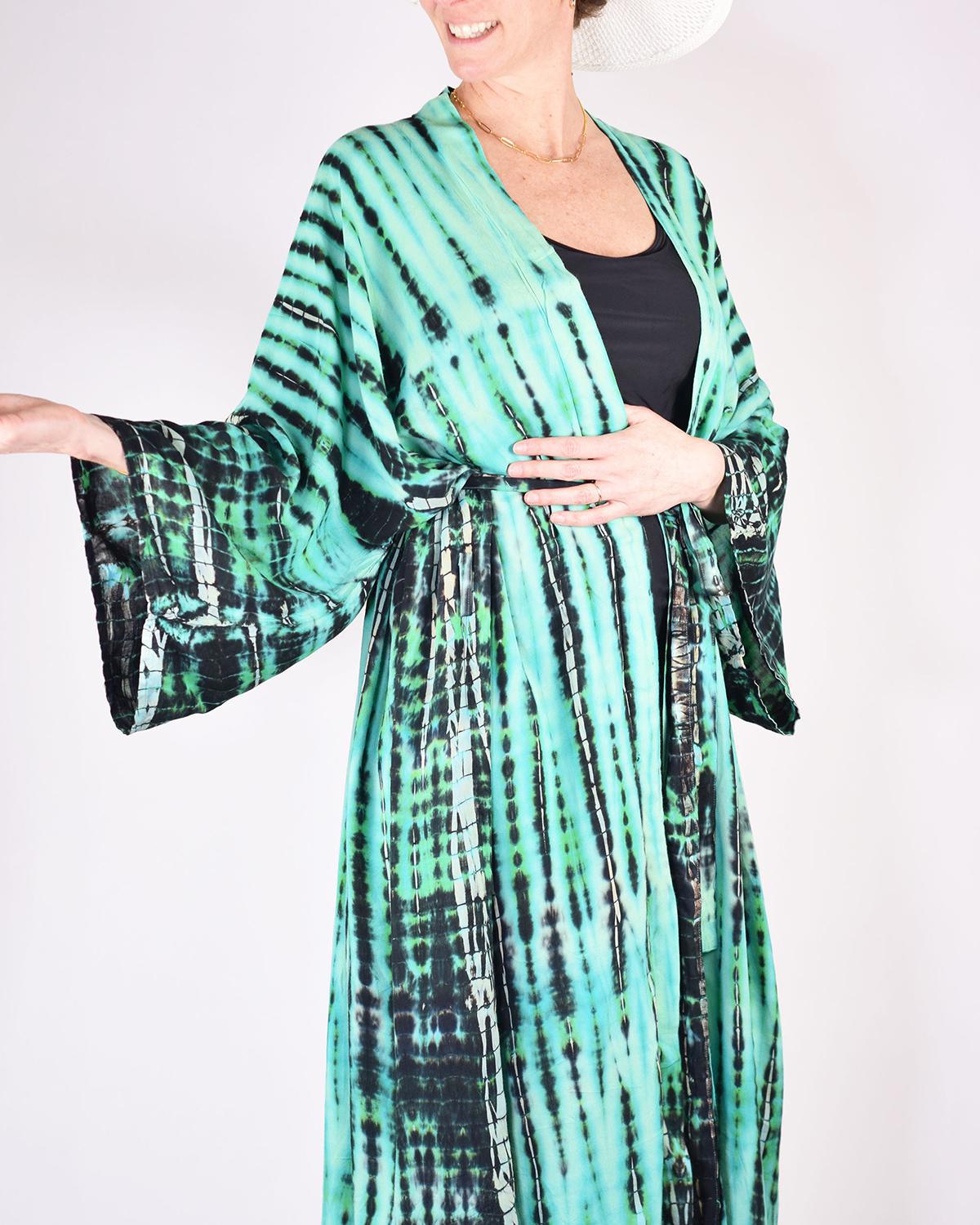Txtile Tie Dye Kimono/Cover Up - Emerald