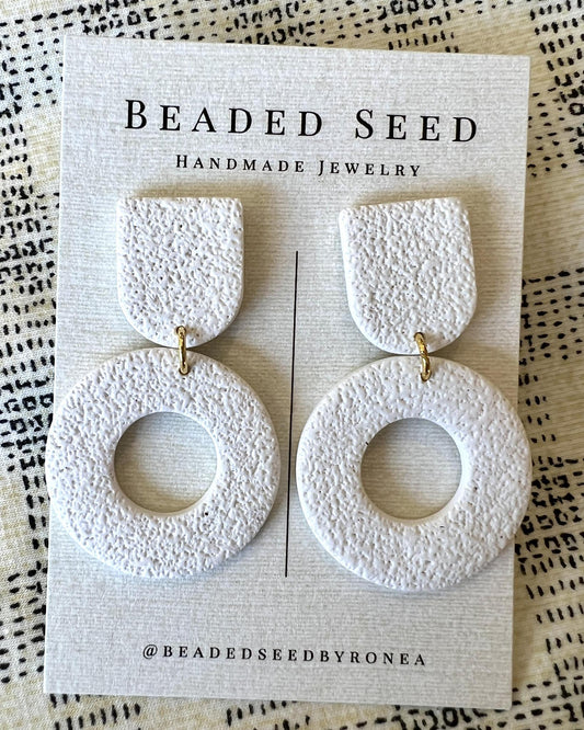 Beaded Seed by Ronea Silki Earrings in White