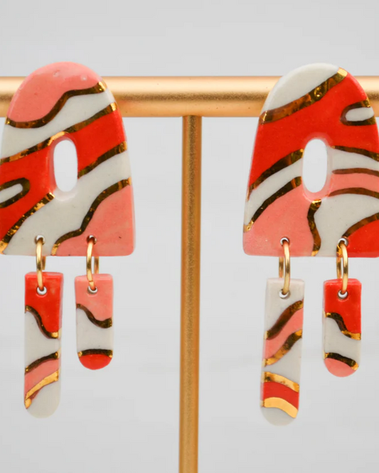 Lilikoi Project Red and Pink Swirl Dangle Earrings