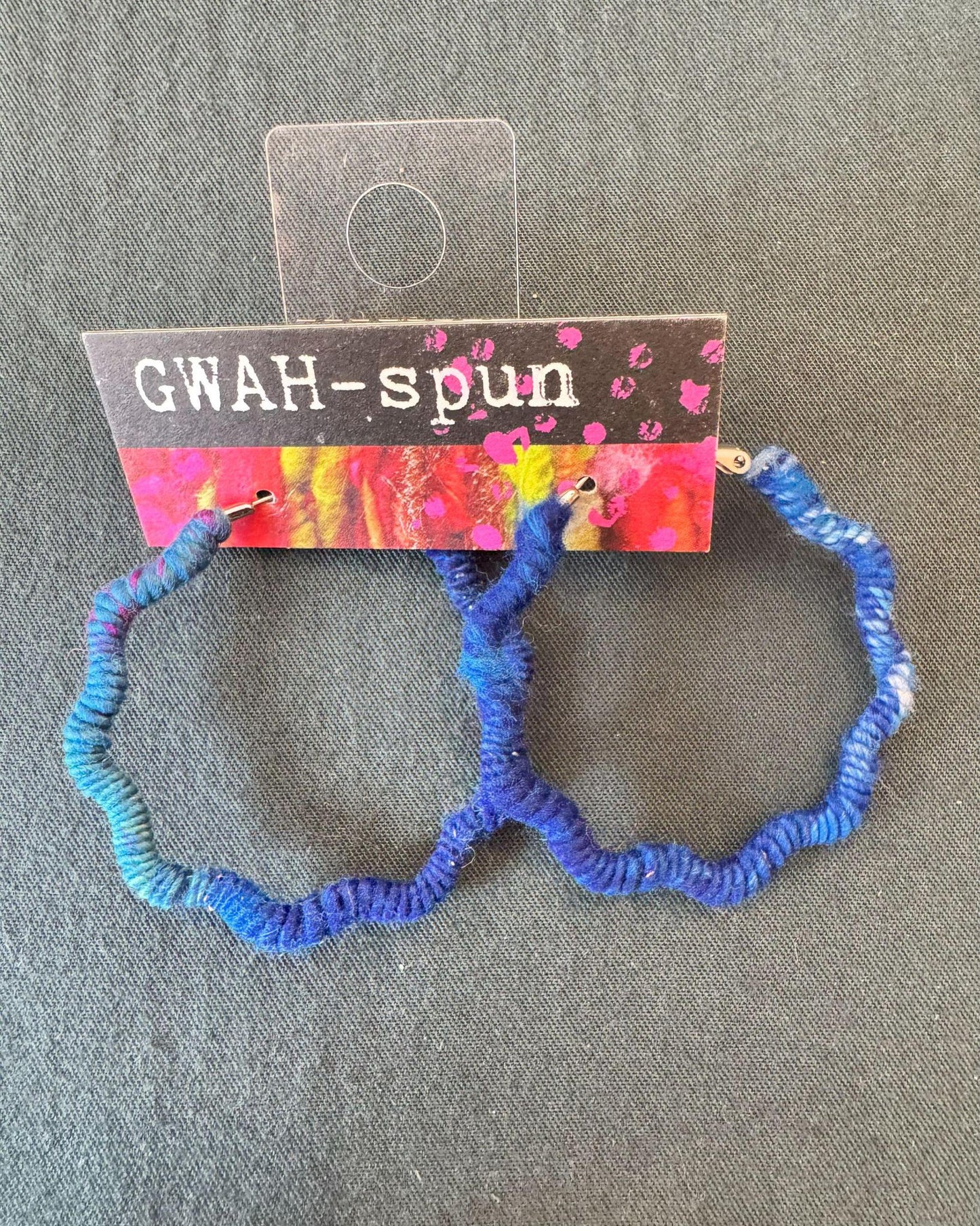 GWAH-spun Hoop Earrings - Large Wavy Blue