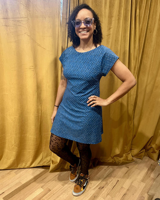 Fayru Faye Dress in Blue Speckled Print