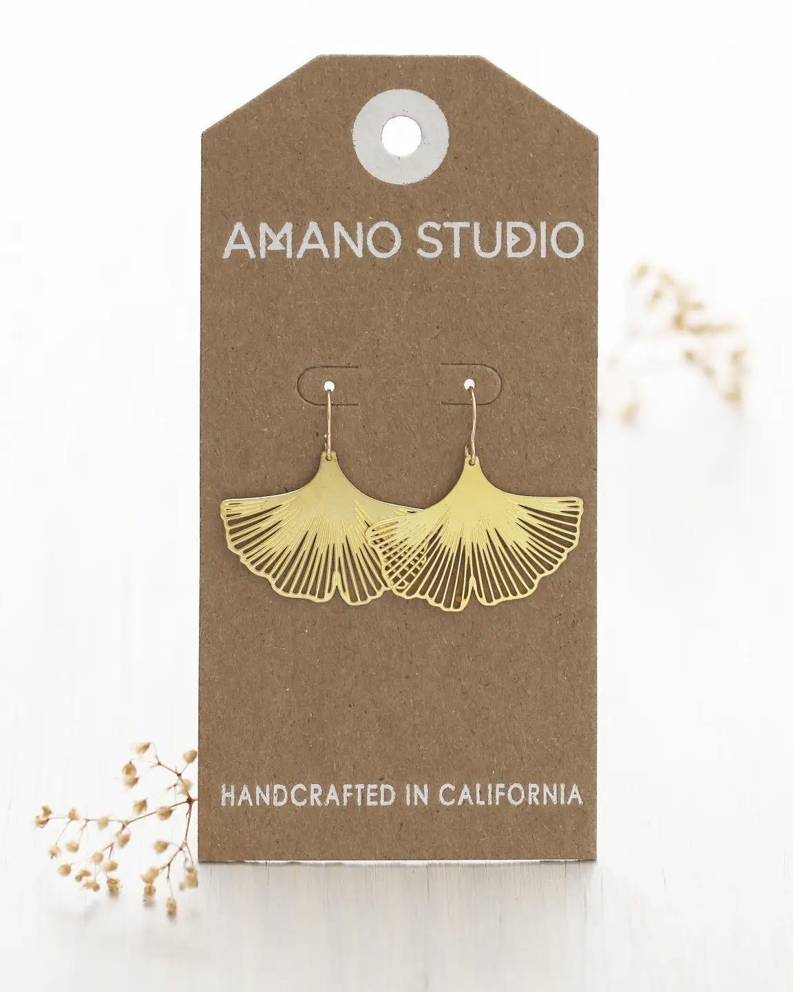 Amano Studio 14k Gold Ginkgo Leaf Earrings