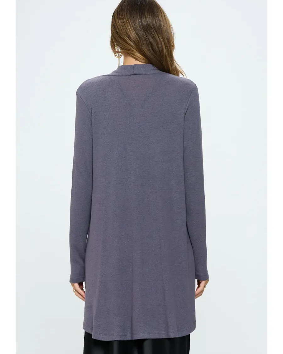 Renee C. Brushed Knit Draped Cardigan in Slate