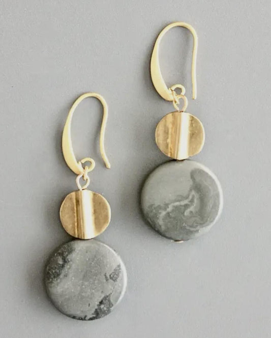 David Aubrey Jasper and Brass Earrings