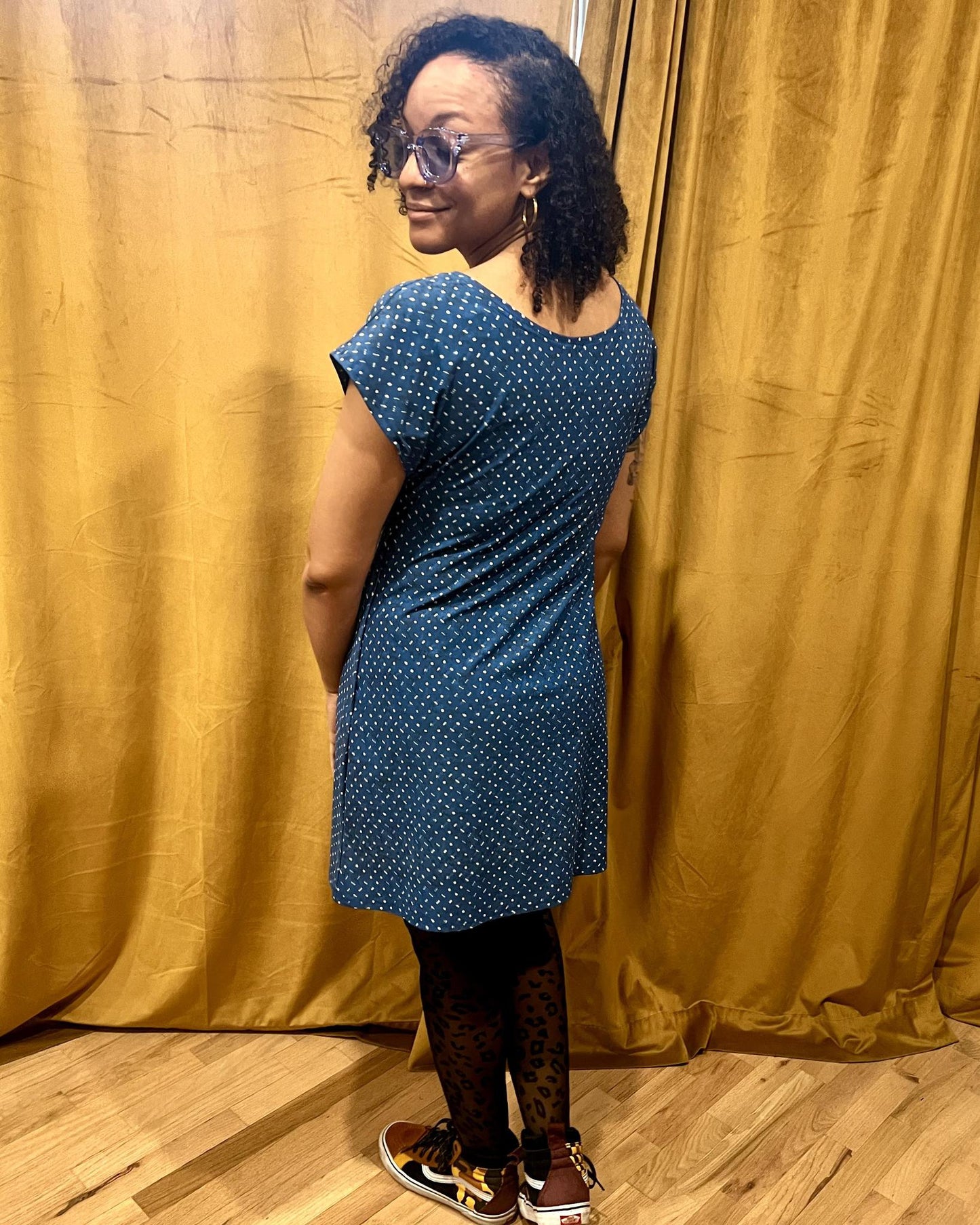 Fayru Faye Dress in Blue Speckled Print