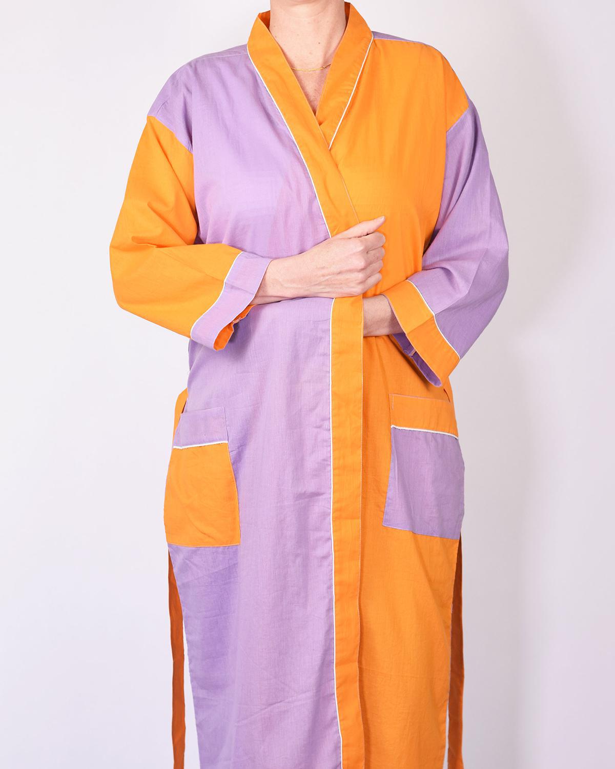 Txtile Lightweight Cotton Robe - Dream Pop Two Tone Orange & Purple