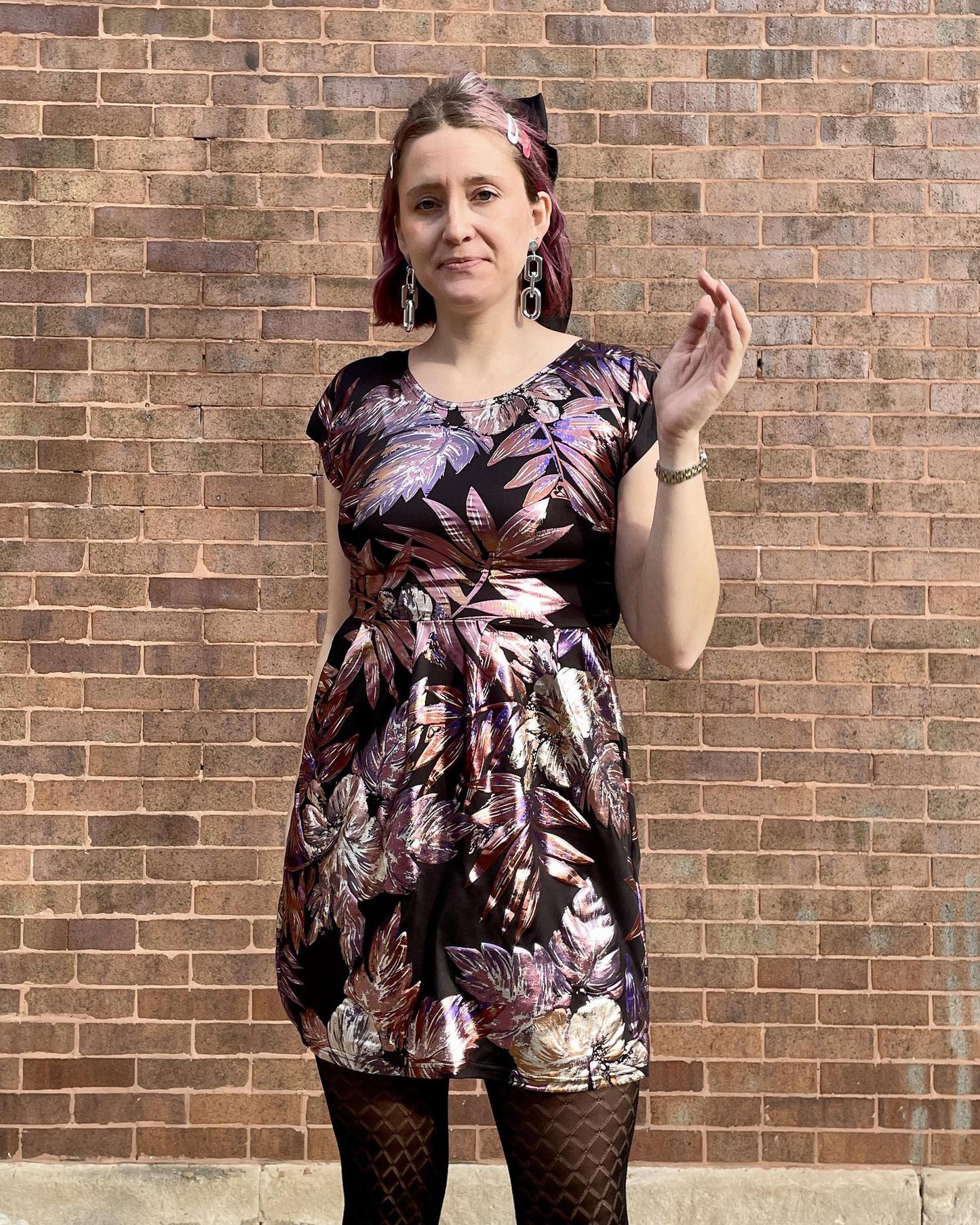 Frankie Four Peggy Dress in Metallic Floral
