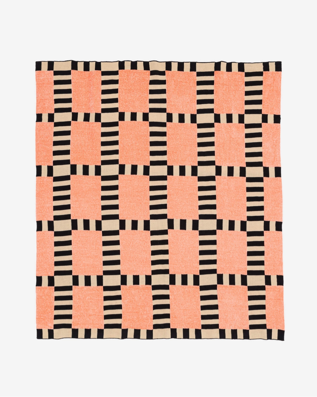 Verloop Tile Patch Chenille Throw Blanket in Peach