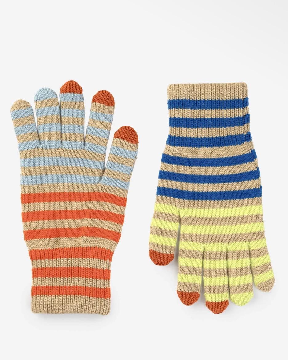 Verloop Color Stripe Touch Screen Gloves in Sand, Orange, Yellow, Blue
