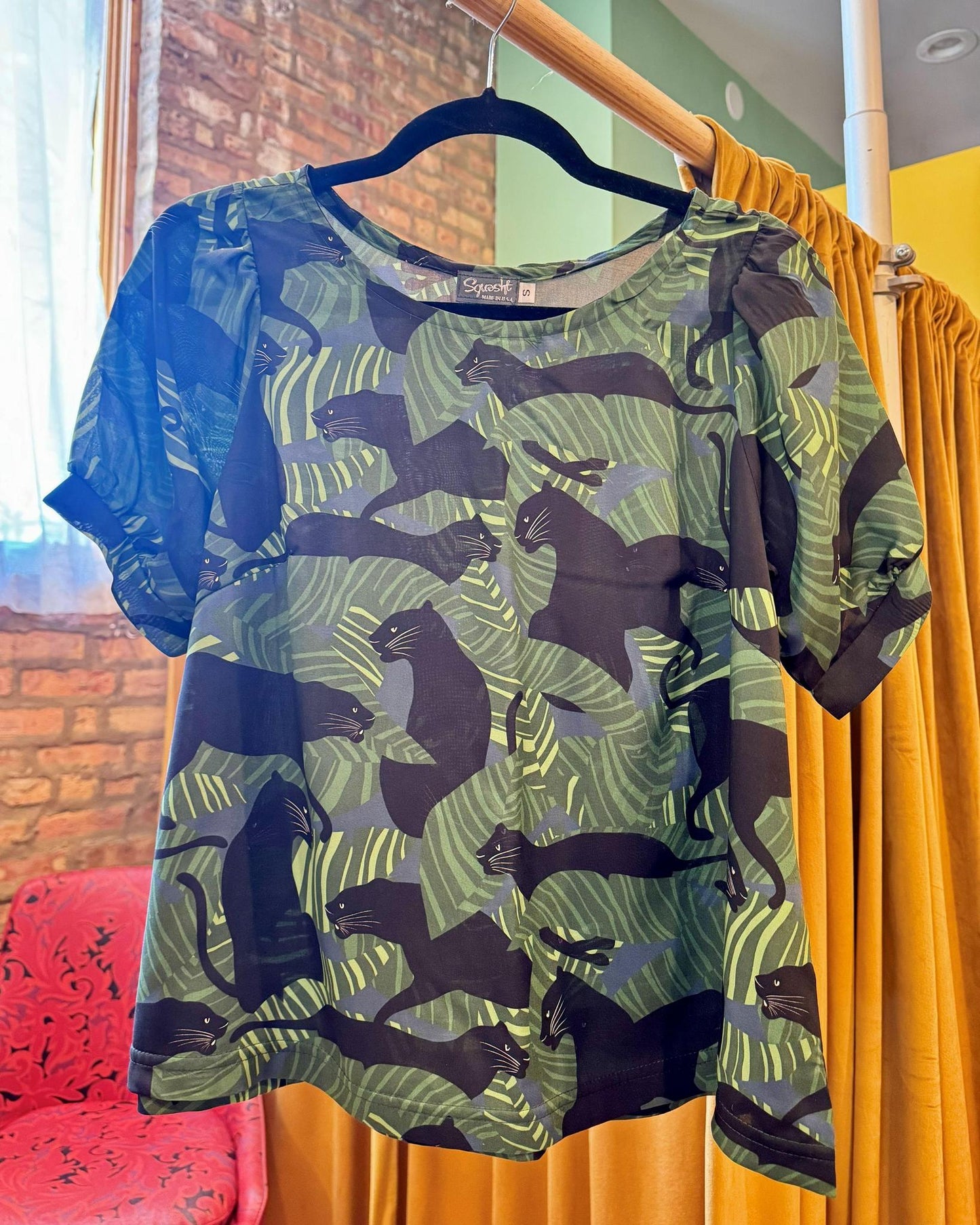 Squasht Puff Sleeve Top in Black Panther