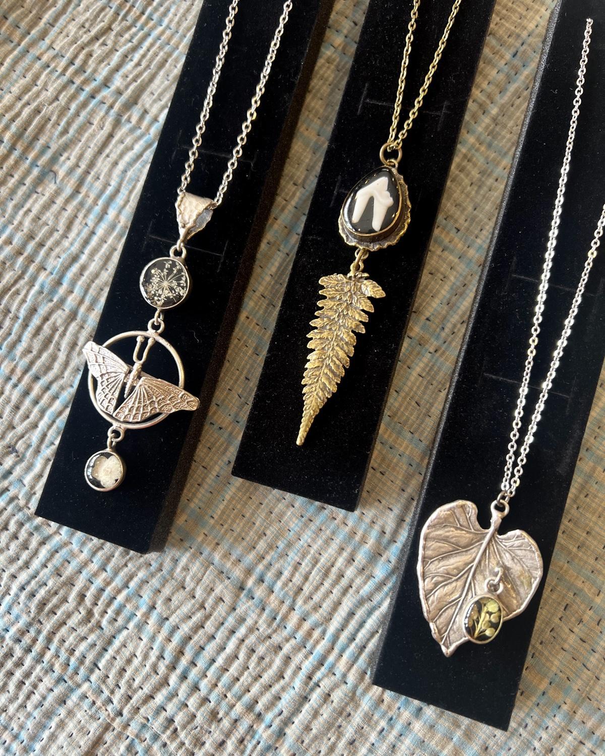 Pajaro Negro Butterfly and Floral Necklace in a Wax Sealed Box