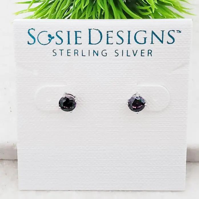 Sosie Designs Silver CZ Round Stud Earrings Mystic