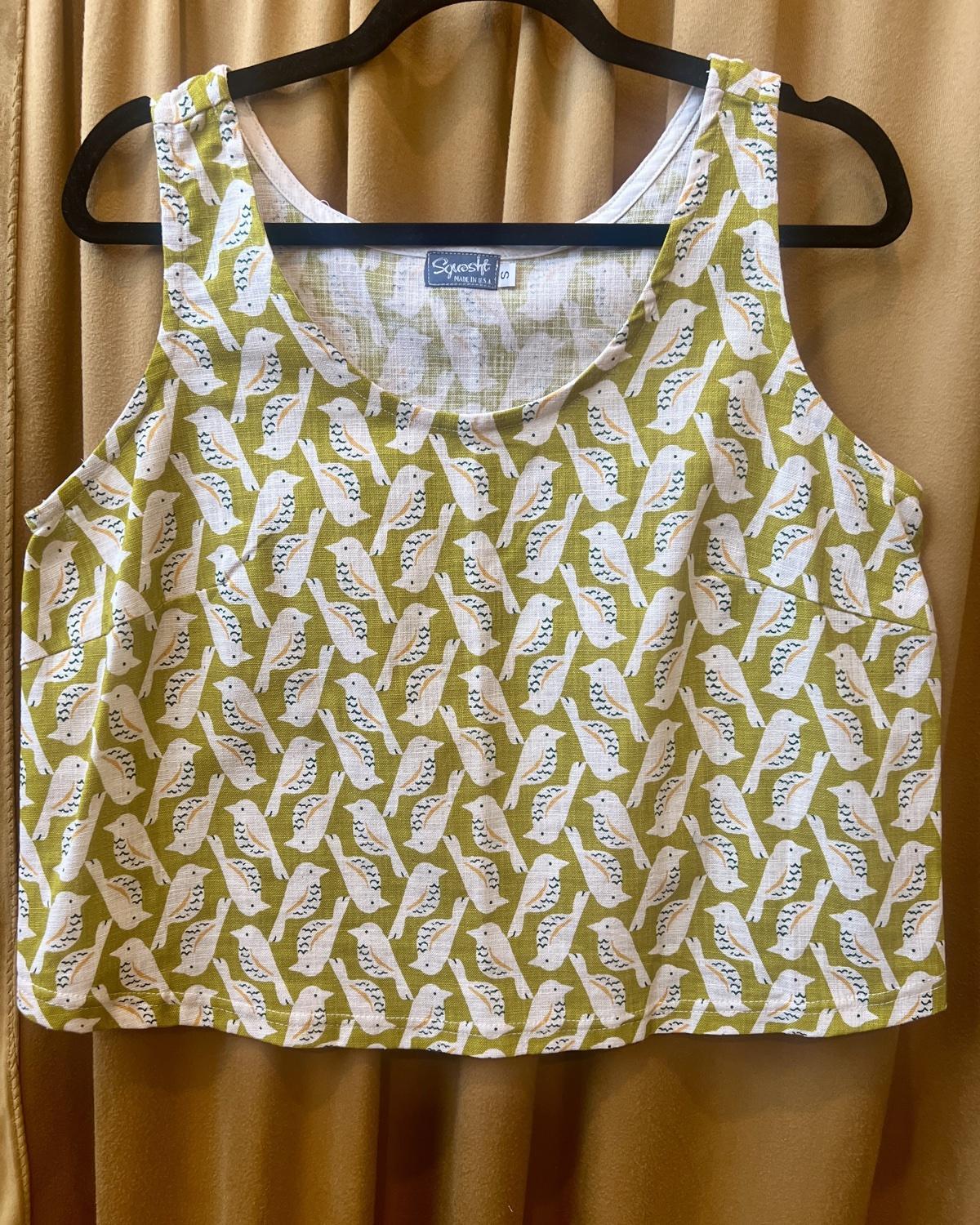 Squasht Tank Top in Chartruese Bird Print