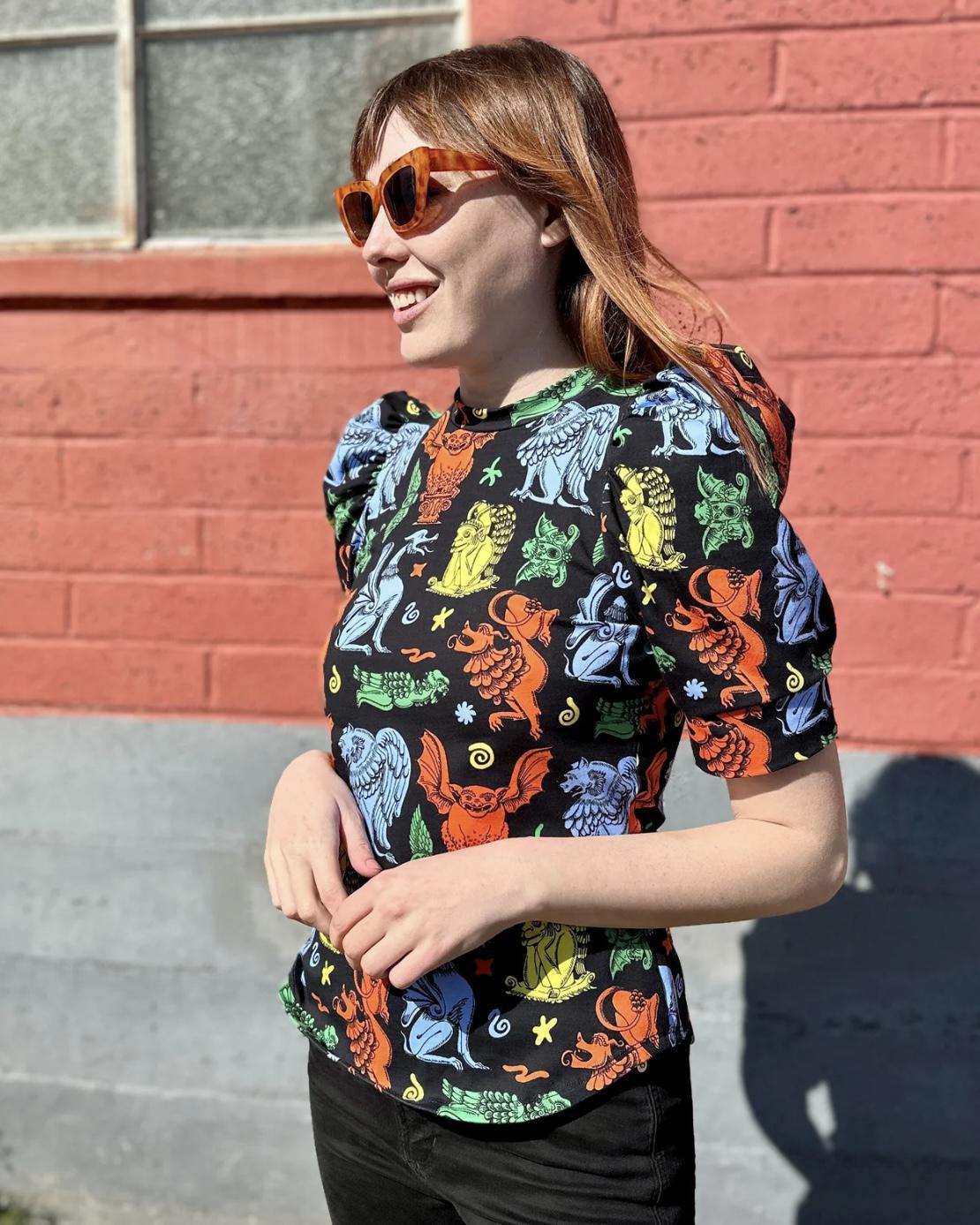 Nooworks Puff Sleeve Tee in Gargoyles