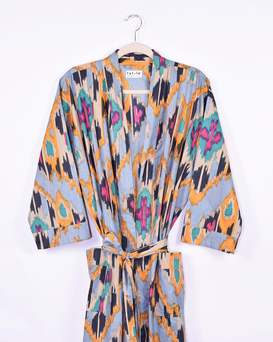 Txtile Lightweight Cotton Robe - Lavender Ikat