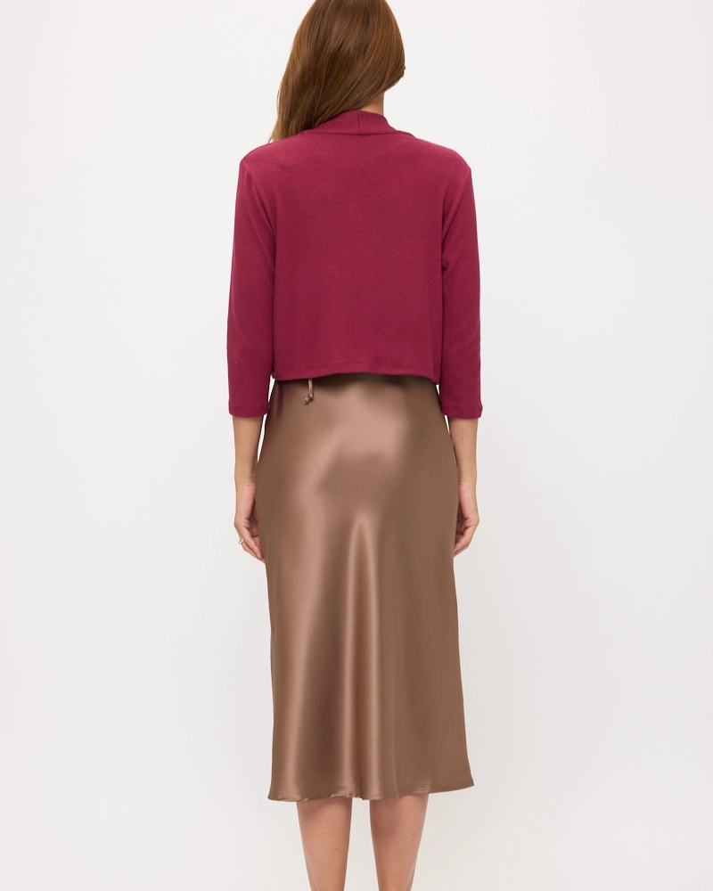 Renee C. Brushed Knit Bolero Cardigan in Deep Rose