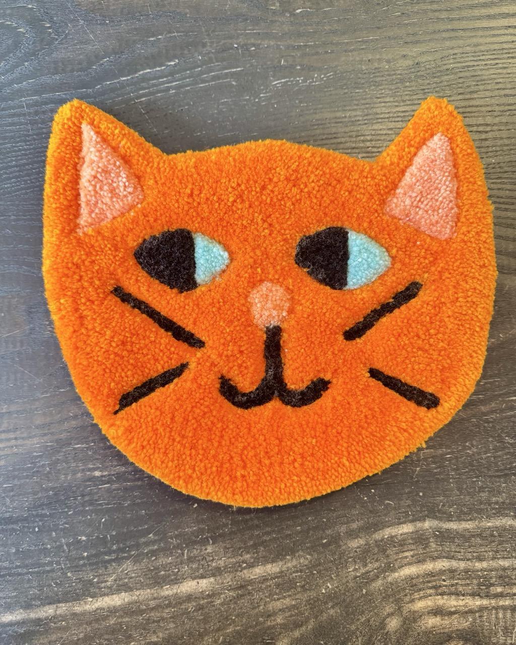 Hi Cutie Cat Wall Hanging  in Bright Orange