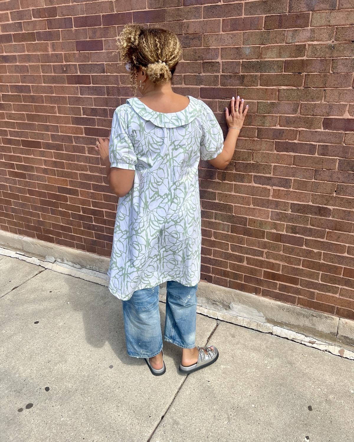 Squasht Charlotte Dress in Sage Vines